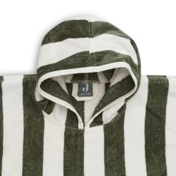 Jollein Badponcho Stripe Terry Leaf Green GOTS -Kortingswinkel Voor Babyproducten jollein jollein badponcho stripe terry leaf green 2