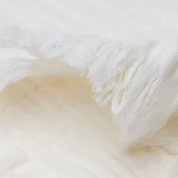 Jollein Deken Muslin Fringe 120x120cm Ivory 4 Jollein Deken Muslin Fringe 120x120cm Ivory - Afbeelding 2