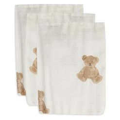 Jollein Hydrofiel Washandje Teddy Bear 3pack