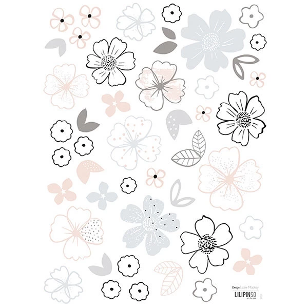 Lilipinso Muurstickers Pink And Blue Flowers 3 Lilipinso Muurstickers Pink And Blue Flowers