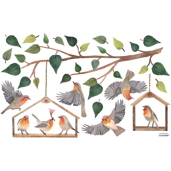 Lilipinso Muurstickers Queyran Robins Redbreast XL 3 Lilipinso Muurstickers Queyran Robins Redbreast XL