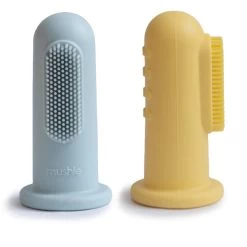 Mushie Baby Tandenborstel 2st - Powder Blue + Pale Daffodil
