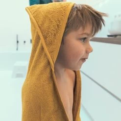 Badcape Ocher 74x74cm - Timboo -Kortingswinkel Voor Babyproducten timboo badcape ocher 74x74cm timboo 2